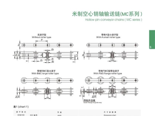 米制空心销轴输送链