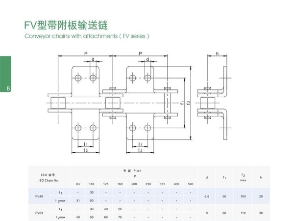 FV型带附板输送链