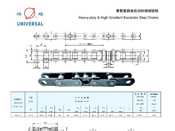 公共交通型自动扶梯梯级链条
