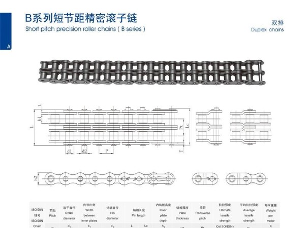 B系列短节距精密滚子链_双排