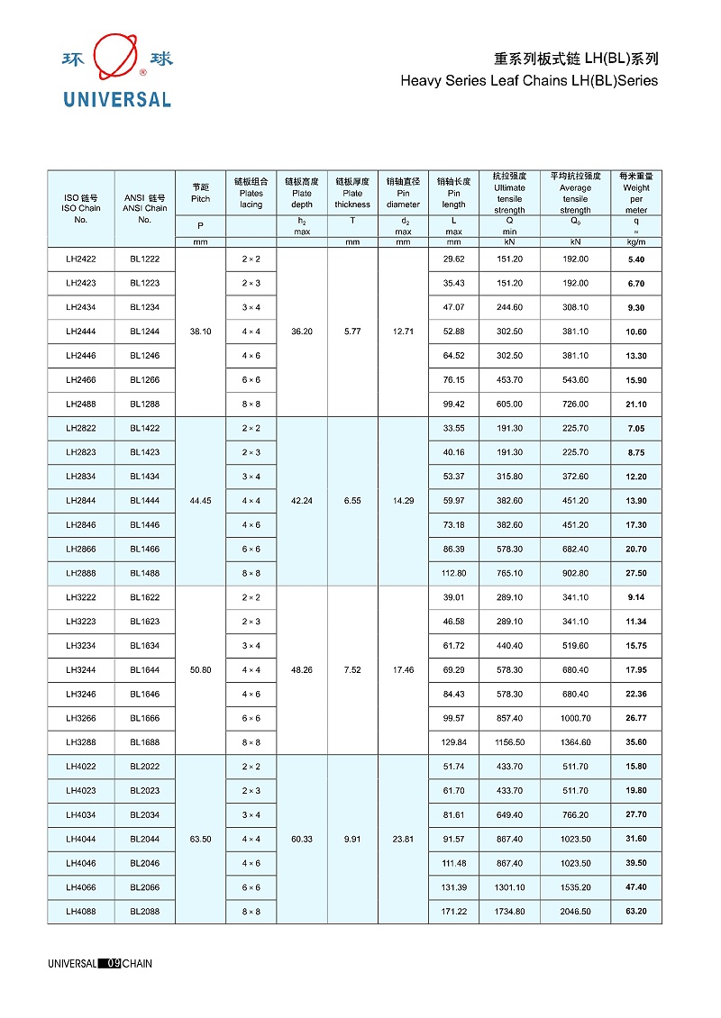 重系列板式链 LH(BL)系列