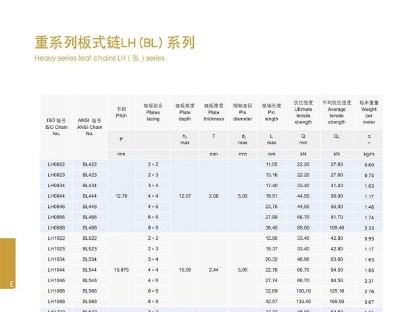 重系列板式链LH(BL)系列