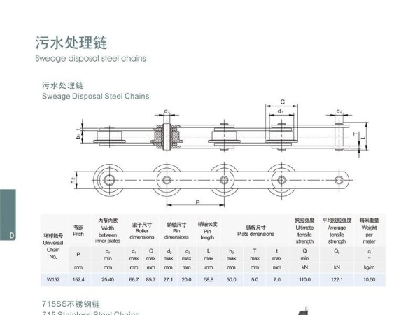 污水处理链,715SS不锈钢链